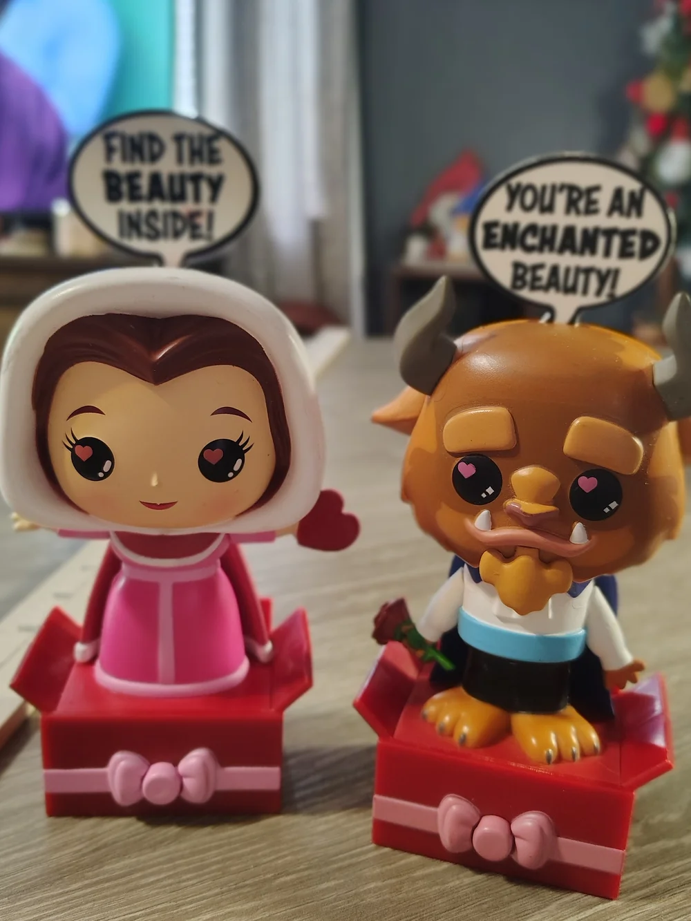 Funko Pop! Style Beauty and the Beast Pink Belle & Brown Beast Figure Set